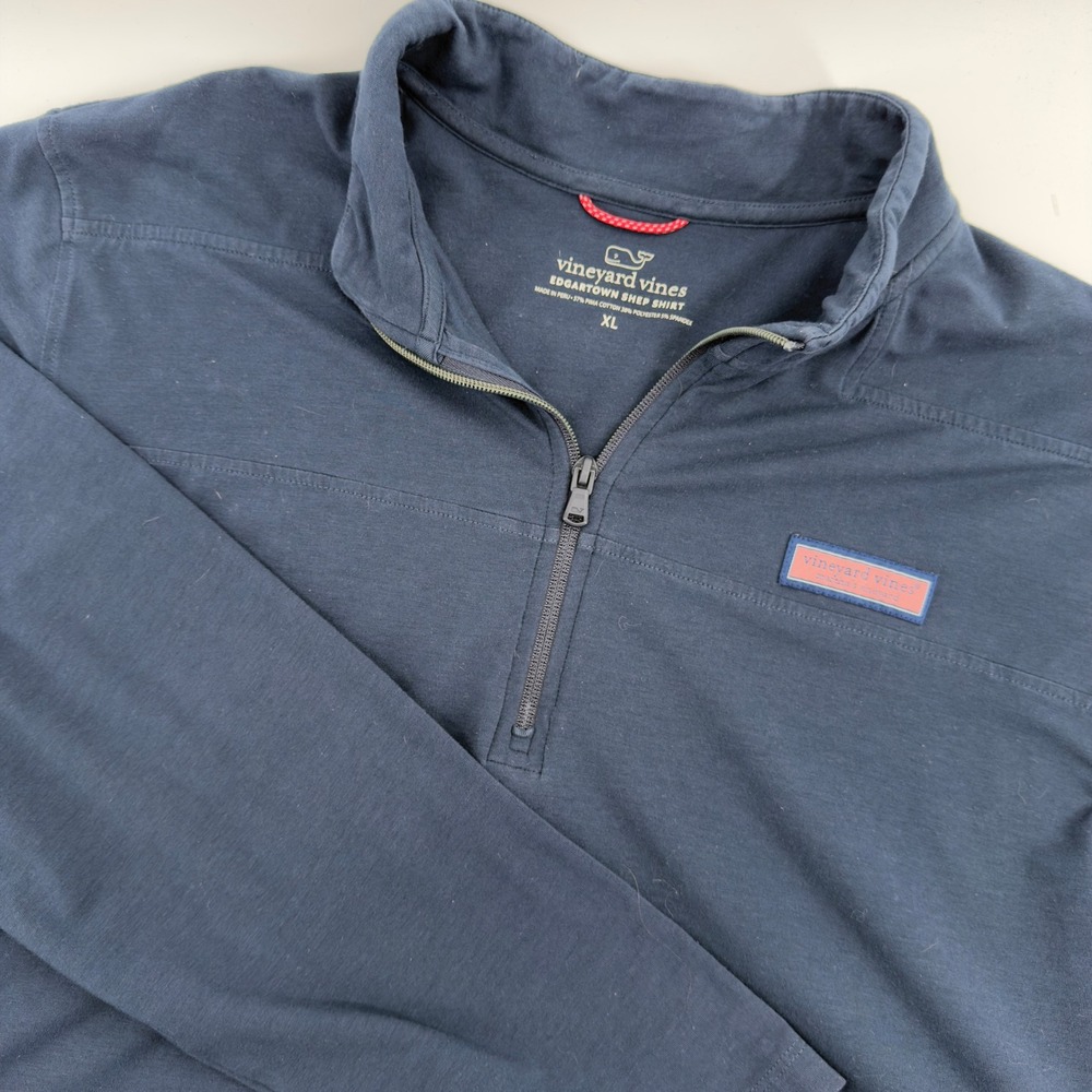Vineyard Vines Mens Edgartown Shep Shirt Quarter Zip Navy Blue Pullover XL
